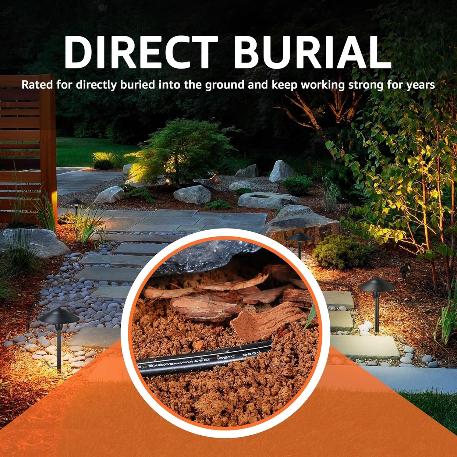 SUNVIE 100FT 12 Gauge Low Voltage Wire 12/2 Low Voltage Landscape Wire, 12 AWG 2 Conductor Electric Wire Direct Burial 12 Gauge Stranded Copper Wire for Landscape Lighting Lamp Wires, ETL Listed